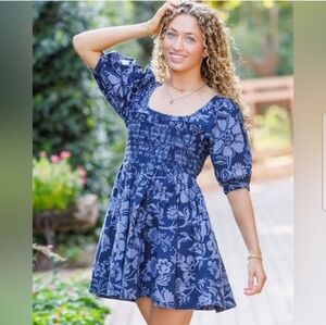 Free People Dear Delilah Floral Puff Sleeve Mini Dress